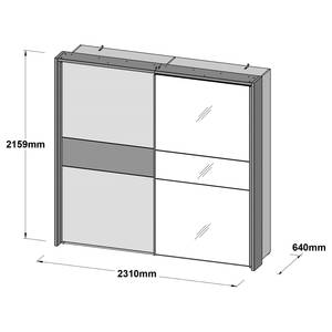 Schwebetürenschrank Delden Braun - Grau - Holzwerkstoff - Glas - Metall - Kunststoff - 231 x 216 x 64 cm