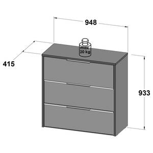 Dressoir Delden Bruin - Grijs - Plaatmateriaal - Metaal - Plastic - 95 x 93 x 42 cm