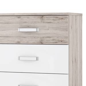 Commode Asperen Imitation chêne de sable / Blanc brillant - Largeur : 150 cm