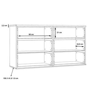 Commode Asperen Imitation chêne de sable / Blanc brillant - Largeur : 150 cm