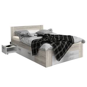 Bedframe Mons zandkleurige eikenhouten look/wit