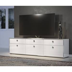 Meuble TV Infinity Blanc brillant / Blanc mat - Largeur : 220 cm