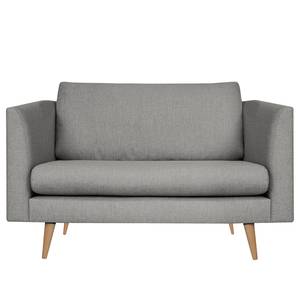 Fauteuil Kayena Vlakweefsel - Geweven stof Inas: Platinakleurig - Lichte beukenhout - Met hocker