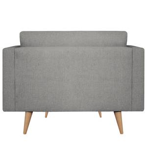 Fauteuil Kayena Vlakweefsel - Geweven stof Inas: Platinakleurig - Lichte beukenhout - Met hocker