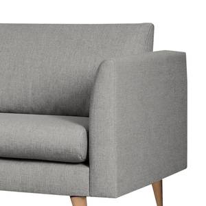 Fauteuil Kayena Vlakweefsel - Geweven stof Inas: Platinakleurig - Licht beukenhout - Met hocker