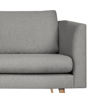 Fauteuil Kayena Vlakweefsel - Geweven stof Inas: Platinakleurig - Licht beukenhout - Met hocker