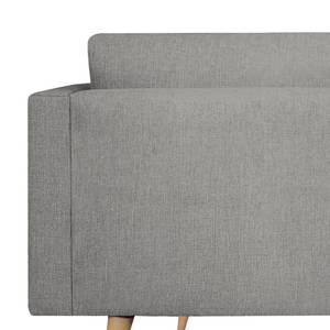 Fauteuil Kayena Tissage à plat - Tissu Inas: Gris platine - Hêtre clair - Avec repose-pieds