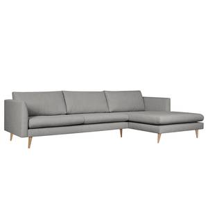 Ecksofa Kayena Webstoff Inas: Platin - Longchair davorstehend rechts - Buche Hell