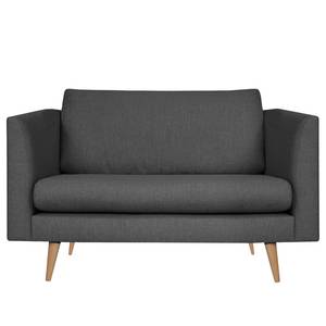 Fauteuil Kayena Tissage à plat - Tissu Inas: Gris foncé - Hêtre clair - Avec repose-pieds