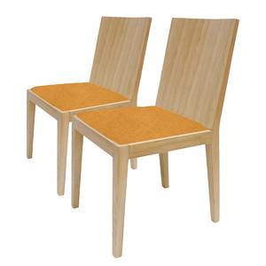 Chaises Gijon - Lot de 2 Tissu structuré / Chêne massif - Jaune moutarde