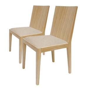 Chaises Gijon - Lot de 2 Tissu structuré / Chêne massif - Beige