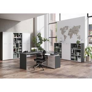 Armoire de bureau GW-Pasadena Blanc / Graphite - Hauteur : 196 cm