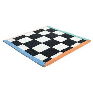 Tappeto a pelo corto Bings Check Mate Lana vergine - Nero / Bianco - 110 x 110 cm