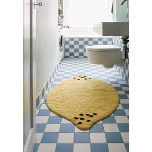 Badmat Bings Bath Lemon scheerwol - geel/zwart - 60 x 60 cm