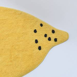Badmat Bings Bath Lemon scheerwol - geel/zwart - 60 x 60 cm