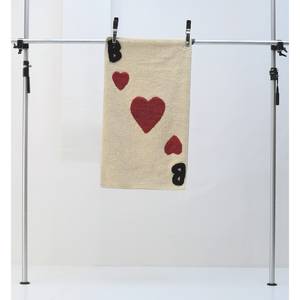 Tappetino Bings Bath Heart of Bings Lana vergine - Beige / Rosso - 70 x 70 cm