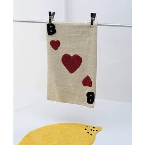 Tappetino Bings Bath Heart of Bings Lana vergine - Beige / Rosso - 70 x 70 cm