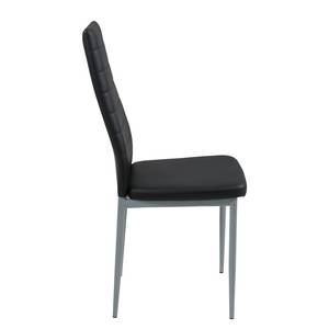 Chaise capitonnée Winsted Imitation cuir / Acier - Noir - Lot de 4