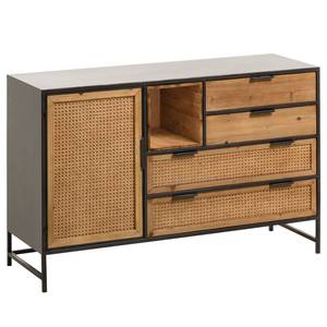 Sideboard Kisumu Wiener Geflecht / Eisen - Braun / Schwarz