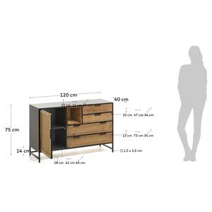 Sideboard Kisumu Wiener Geflecht / Eisen - Braun / Schwarz