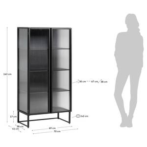 Credenza con vetrina Tete Vetro / Metallo - Nero