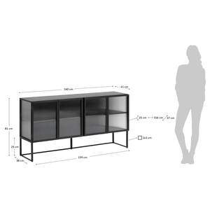 Dressoir Tete glas/metaal - zwart