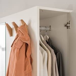 Garderobekast LINDHOLM met spiegel wit/eikenhout