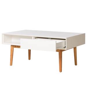 Table basse LINDHOLM - 2 tiroirs Blanc / Chêne