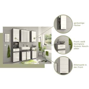 Waschbeckenunterschrank Trona Hochglanz Weiß / Rauchsilber Dekor