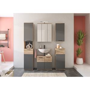 Meuble de salle de bain Mason Gris - En partie en bois massif - 37 x 77 x 24 cm