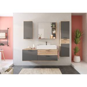 Meuble de salle de bain Mason Gris - En partie en bois massif - 37 x 77 x 24 cm