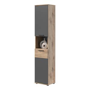 Armoire haute Mason Gris - En partie en bois massif - 37 x 190 x 34 cm