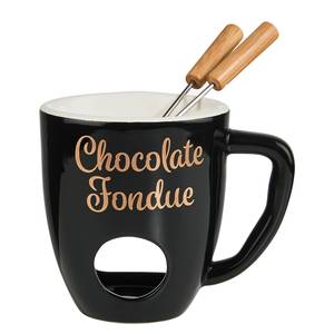 Fondue CHOCOLAT (3-teilig) Edelstahl / Porzellan - Schwarz