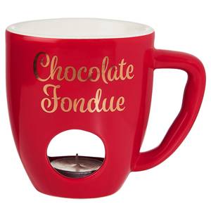 Fondue CHOCOLAT (3-teilig) Edelstahl / Porzellan - Rot