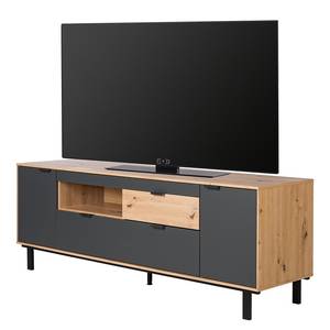 Tv-meubel Leox grafietkleurig/Artisan eikenhouten look