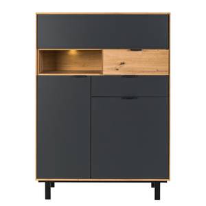 Highboard Leox incl. verlichting - grafietkleurig/Artisan eikenhouten look