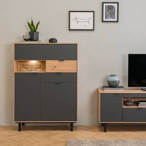 Highboard Leox incl. verlichting - grafietkleurig/Artisan eikenhouten look