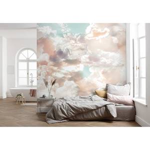 Papier peint Mellow Clouds Intissé - Rose / Bleu