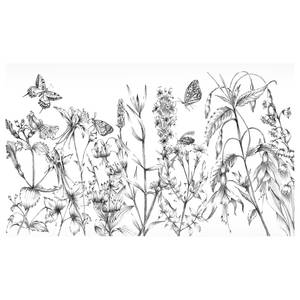 Papier peint intissé Butterfly Field Intissé - Noir / Blanc