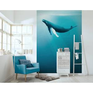 Papier peint Artsy Humpback Whale Intissé - Bleu / Blanc