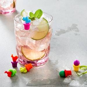 Glasmarker MY DRINK Kaktus (6er-Set) Silikon - Mehrfarbig