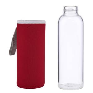 Glazen drinkfles SMOOTHIE transparant glas - Rood