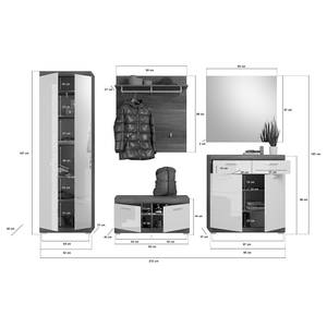 Garderobeset Sarai I (5-delig) hoogglans wit/grijze eikenhouten look