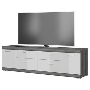 Tv-meubel Sarai I hoogglans wit/grijze eikenhouten look