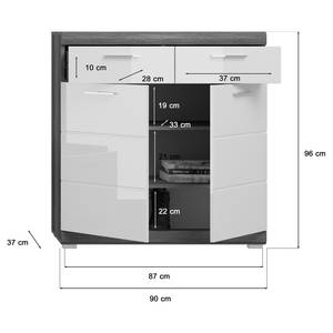 Schoenenkast Sarai hoogglans wit/grijze eikenhouten look