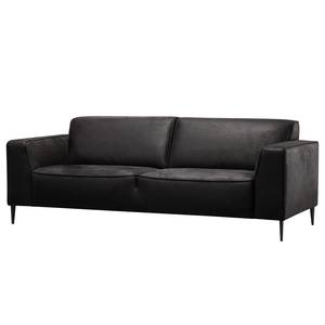 Canapé Chaides (3 places) Aspect cuir vieilli - Tissu composite Bulan: Onyx - Largeur : 228 cm