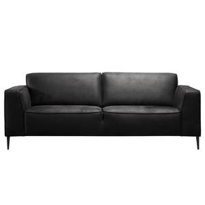 Canapé Chaides (3 places) Aspect cuir vieilli - Tissu composite Bulan: Onyx - Largeur : 228 cm