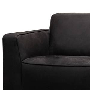 Canapé Chaides (3 places) Aspect cuir vieilli - Tissu composite Bulan: Onyx - Largeur : 228 cm