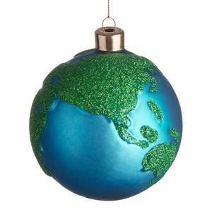 Boule de Noël HANG ON Globe II Verre transparent - Bleu
