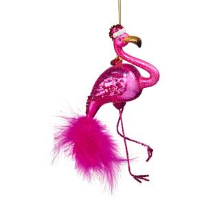 Baumhänger HANG ON Flamingo m. Mütze Klarglas - Rosa
